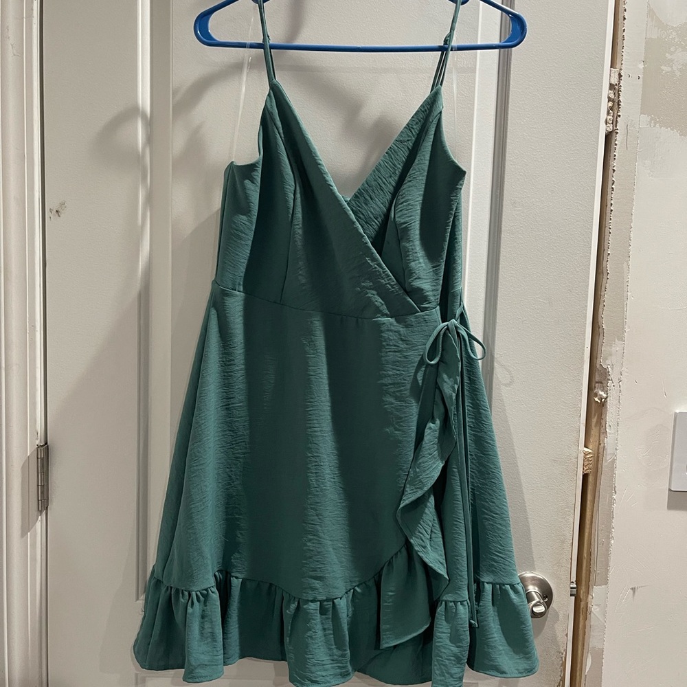 Altar'd State Teal Ruffle Mini Dress